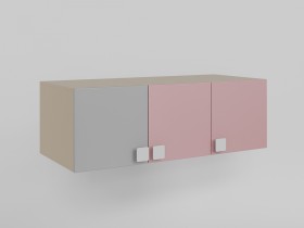 Антресоль на шкаф 3-х створчатый (Розовый/Серый/корпус Клен) в Таврическом - tavricheskoe.katalogmebeli.com | фото