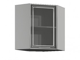 Бетон ШВУС 600*600 Шкаф верхний угловой со стеклом в Таврическом - tavricheskoe.katalogmebeli.com | фото