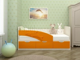 Дельфин-3 Кровать детская 3 ящика без ручек 1.8 Оранжевый глянец в Таврическом - tavricheskoe.katalogmebeli.com | фото