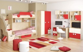 Детская комната Бэрри (Бежевый/Красный/корпус Клен) в Таврическом - tavricheskoe.katalogmebeli.com | фото 2