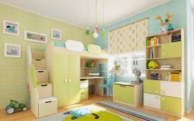 Детская комната Эппл (Зеленый/Белый/корпус Клен) в Таврическом - tavricheskoe.katalogmebeli.com | фото 2