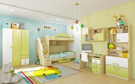Детская комната Эппл (Зеленый/Белый/корпус Клен) в Таврическом - tavricheskoe.katalogmebeli.com | фото 3