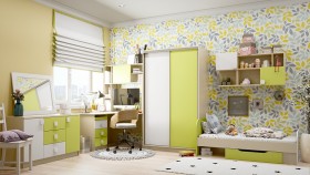 Детская комната Эппл (Зеленый/Белый/корпус Клен) в Таврическом - tavricheskoe.katalogmebeli.com | фото