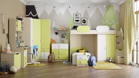 Детская комната Эппл (Зеленый/Белый/корпус Клен) в Таврическом - tavricheskoe.katalogmebeli.com | фото 13