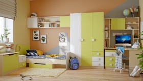 Детская комната Эппл (Зеленый/Белый/корпус Клен) в Таврическом - tavricheskoe.katalogmebeli.com | фото 11