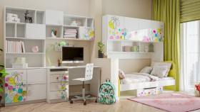 Детская комната Флер (Белый/корпус Выбеленное дерево) в Таврическом - tavricheskoe.katalogmebeli.com | фото 2