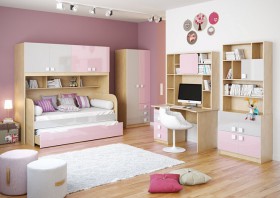 Детская комната Грэйси (Розовый/Серый/корпус Клен) в Таврическом - tavricheskoe.katalogmebeli.com | фото 2
