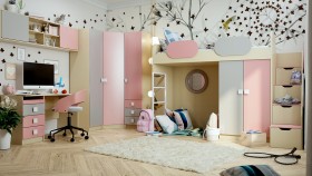 Детская комната Грэйси (Розовый/Серый/корпус Клен) в Таврическом - tavricheskoe.katalogmebeli.com | фото