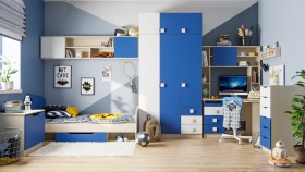 Детская комната Скай (Синий/Белый/корпус Клен) в Таврическом - tavricheskoe.katalogmebeli.com | фото