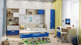 Детская комната Скай Люкс (Синий/Белый/корпус Клен) в Таврическом - tavricheskoe.katalogmebeli.com | фото 1