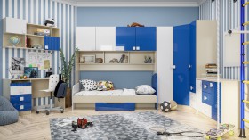 Детская комната Скай Люкс (Синий/Белый/корпус Клен) в Таврическом - tavricheskoe.katalogmebeli.com | фото 3