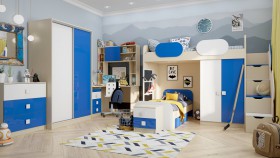 Детская комната Скай Люкс (Синий/Белый/корпус Клен) в Таврическом - tavricheskoe.katalogmebeli.com | фото 5