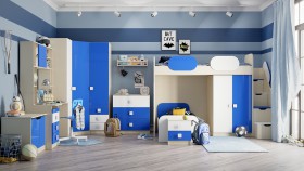 Детская комната Скай Люкс (Синий/Белый/корпус Клен) в Таврическом - tavricheskoe.katalogmebeli.com | фото 7