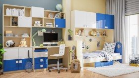 Детская комната Скай Люкс (Синий/Белый/корпус Клен) в Таврическом - tavricheskoe.katalogmebeli.com | фото 9
