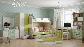 Детская комната Твит (Белый/Зеленый/корпус Клен) в Таврическом - tavricheskoe.katalogmebeli.com | фото 4