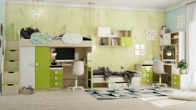 Детская комната Твит (Белый/Зеленый/корпус Клен) в Таврическом - tavricheskoe.katalogmebeli.com | фото 8