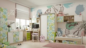 Детская комната Твит (Белый/Зеленый/корпус Клен) в Таврическом - tavricheskoe.katalogmebeli.com | фото 1
