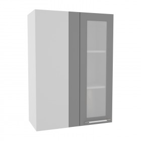 Гарда ВПУС 650 шкаф верхний угловой со стеклом высокий (Ваниль/корпус Серый) в Таврическом - tavricheskoe.katalogmebeli.com | фото