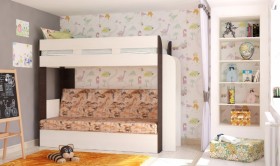 Кровать с диваном 75 Карамель Атлант (Венге Магия /Сосна Карелия/Савана) в Таврическом - tavricheskoe.katalogmebeli.com | фото