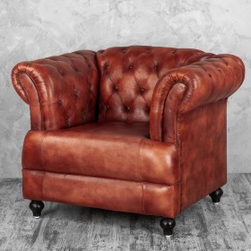 Кресло кожаное Лофт Честер-Нью (Коричневый) в Таврическом - tavricheskoe.katalogmebeli.com | фото