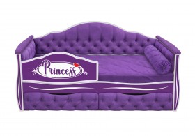 Кровать 160 серии Иллюзия 2 ящика 32 Фиолетовый (мягкие боковые накладки/подушка валик) в Таврическом - tavricheskoe.katalogmebeli.com | фото 1