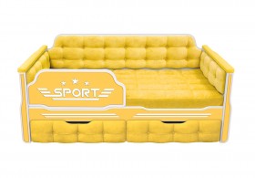 Кровать 160 серии Спорт 2 ящика 74 Жёлтый (мягкие боковые накладки) в Таврическом - tavricheskoe.katalogmebeli.com | фото