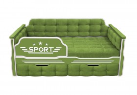 Кровать 160 серии Спорт 2 ящика 76 Зелёный (мягкие боковые накладки) в Таврическом - tavricheskoe.katalogmebeli.com | фото