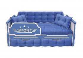 Кровать 160 серии Спорт 2 ящика 85 Синий (подушки) в Таврическом - tavricheskoe.katalogmebeli.com | фото