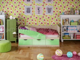 Кровать Бабочки 1,6м (Салатовый металлик) в Таврическом - tavricheskoe.katalogmebeli.com | фото