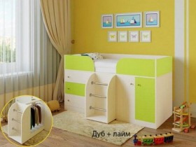 Кровать-чердак Малыш-4 Дуб молочный/Лайм в Таврическом - tavricheskoe.katalogmebeli.com | фото