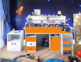 Кровать-чердак Малыш-5 Винтерберг/Оранжевый в Таврическом - tavricheskoe.katalogmebeli.com | фото