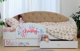 Кровать детская Эльза с бортиком Принцесса Белый/Бежевый в Таврическом - tavricheskoe.katalogmebeli.com | фото