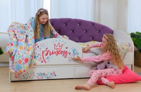 Кровать детская Эльза с бортиком Принцесса Белый/Фиолетовый в Таврическом - tavricheskoe.katalogmebeli.com | фото
