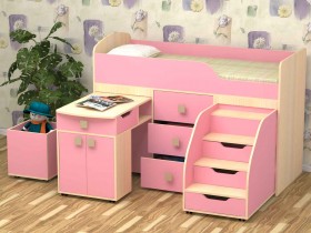 Кровать детская Фея 1.6 Дуб молочный/Розовый в Таврическом - tavricheskoe.katalogmebeli.com | фото