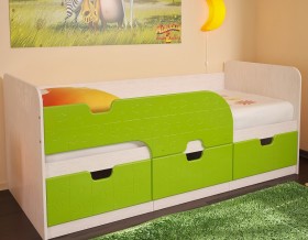 Кровать детская Минима 1,86м с ящиками (дуб атланта/лайм глянец) в Таврическом - tavricheskoe.katalogmebeli.com | фото