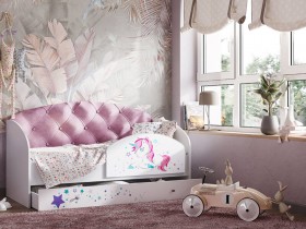 Кровать детская Звездочка Белый/Розовый в Таврическом - tavricheskoe.katalogmebeli.com | фото
