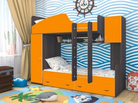 Кровать двухъярусная Юниор-2 Бодего/Оранжевый в Таврическом - tavricheskoe.katalogmebeli.com | фото