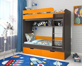 Кровать двухъярусная Юниор-5  Бодего/Оранжевый в Таврическом - tavricheskoe.katalogmebeli.com | фото