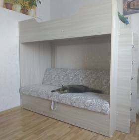 Кровать двухъярусная с диваном (Беленый дуб) в Таврическом - tavricheskoe.katalogmebeli.com | фото 1