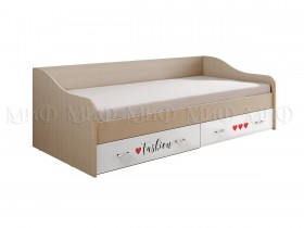 Кровать Girl Вега 0,9 м (Дуб беленый/Белый глянец/фотопечать) в Таврическом - tavricheskoe.katalogmebeli.com | фото 1