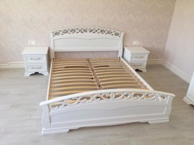 Кровать Грация-1 из массива сосны 1600*2000 Белый античный в Таврическом - tavricheskoe.katalogmebeli.com | фото 9