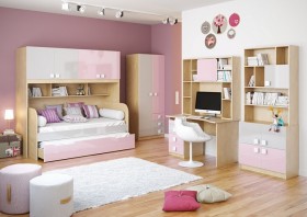 Кровать Грэйси 1650х750 (Розовый/Серый/корпус Клен) в Таврическом - tavricheskoe.katalogmebeli.com | фото 3