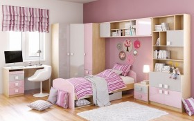 Кровать Грэйси 1650х750 (Розовый/Серый/корпус Клен) в Таврическом - tavricheskoe.katalogmebeli.com | фото 5