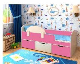 Кровать Малыш-мини Дуб молочный/Розовый в Таврическом - tavricheskoe.katalogmebeli.com | фото
