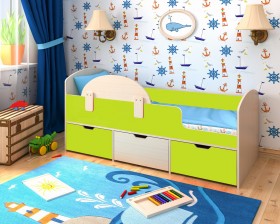 Кровать Малыш-мини с бортиком Дуб молочный/Лайм в Таврическом - tavricheskoe.katalogmebeli.com | фото