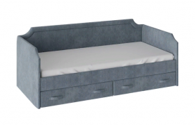 Кровать с мягкой обивкой и ящиками «Кантри» Тип 1 (900) (Замша синяя) в Таврическом - tavricheskoe.katalogmebeli.com | фото