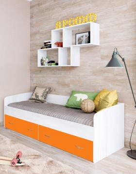 Кровать с выкатными ящиками Винтерберг/Оранжевый в Таврическом - tavricheskoe.katalogmebeli.com | фото