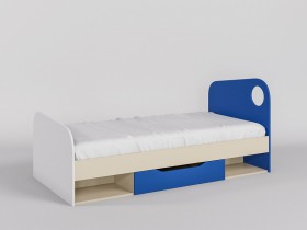 Кровать Скай 1950х950 (Синий/Белый/корпус Клен) в Таврическом - tavricheskoe.katalogmebeli.com | фото