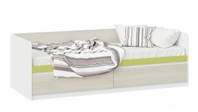 Кровать «Сканди» с 2 ящиками Дуб Гарден/Белый/Зеленый в Таврическом - tavricheskoe.katalogmebeli.com | фото 1