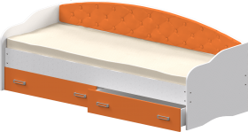 Кровать Софа-7 с мягкой спинкой (800х1900) Белый/Оранжевый в Таврическом - tavricheskoe.katalogmebeli.com | фото 1